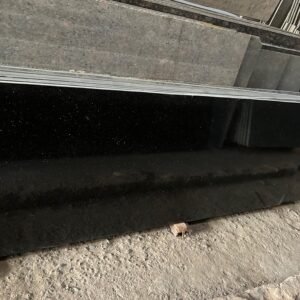 Premium Black Galaxy Granite slab with golden specks and polished finish